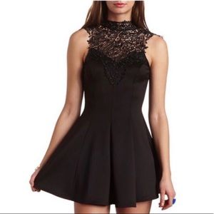 Black lace high neck skater Charlotte Russe dress